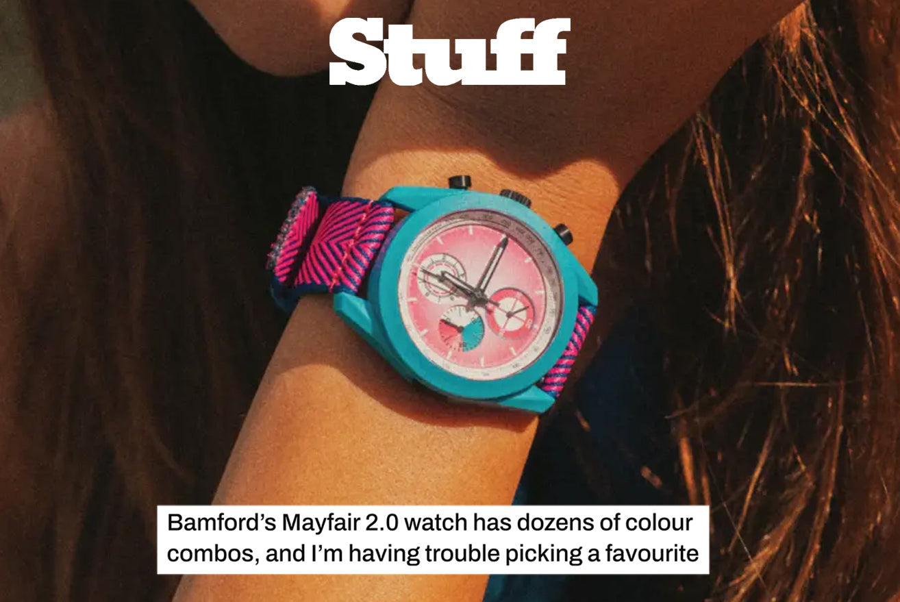 STUFF: Bamford’s Mayfair 2.0 watch has dozens of colour combos, and I’m having trouble picking a favourite