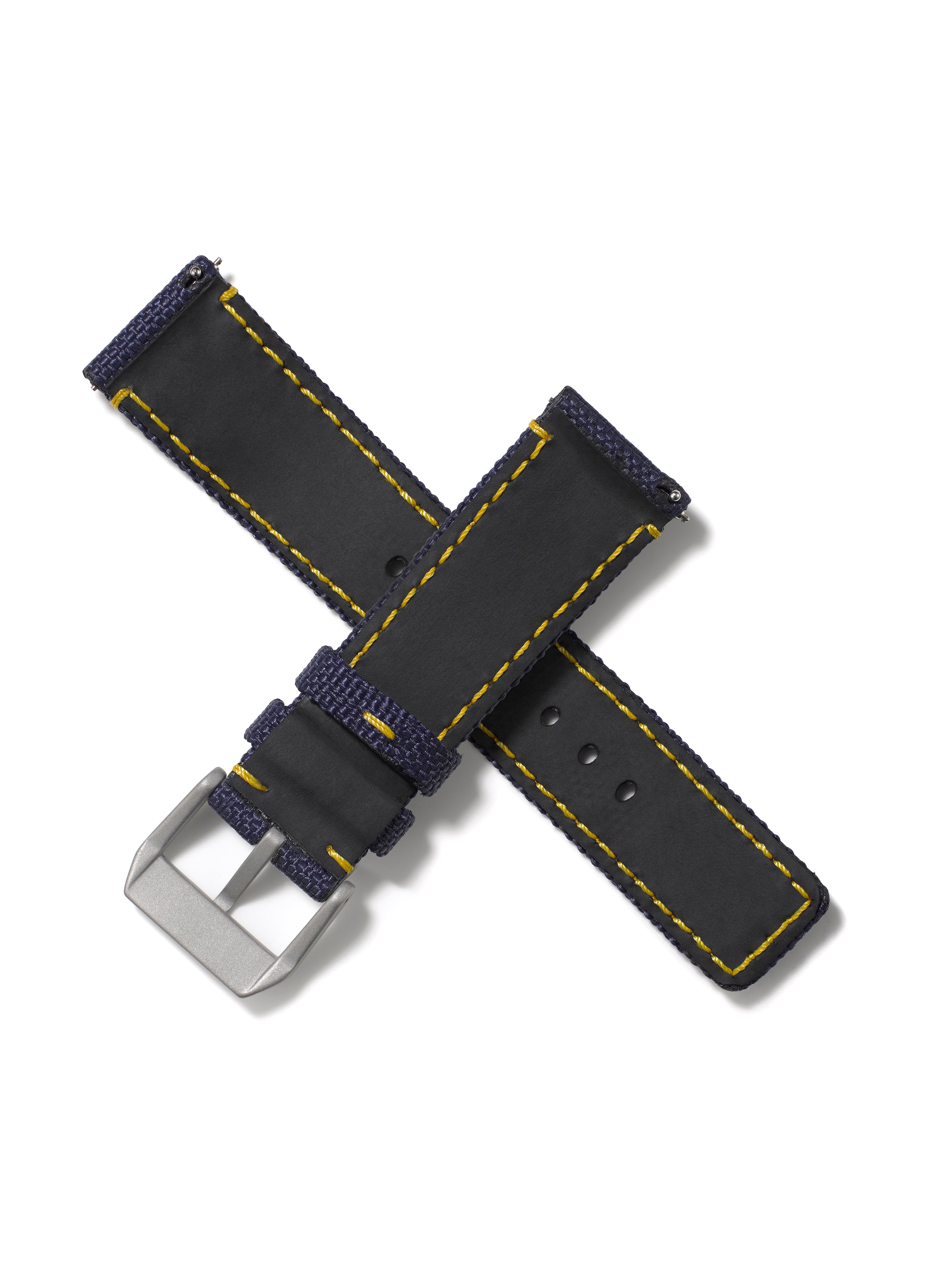 22mm Cordura Strap - Navy with Yellow Stitch