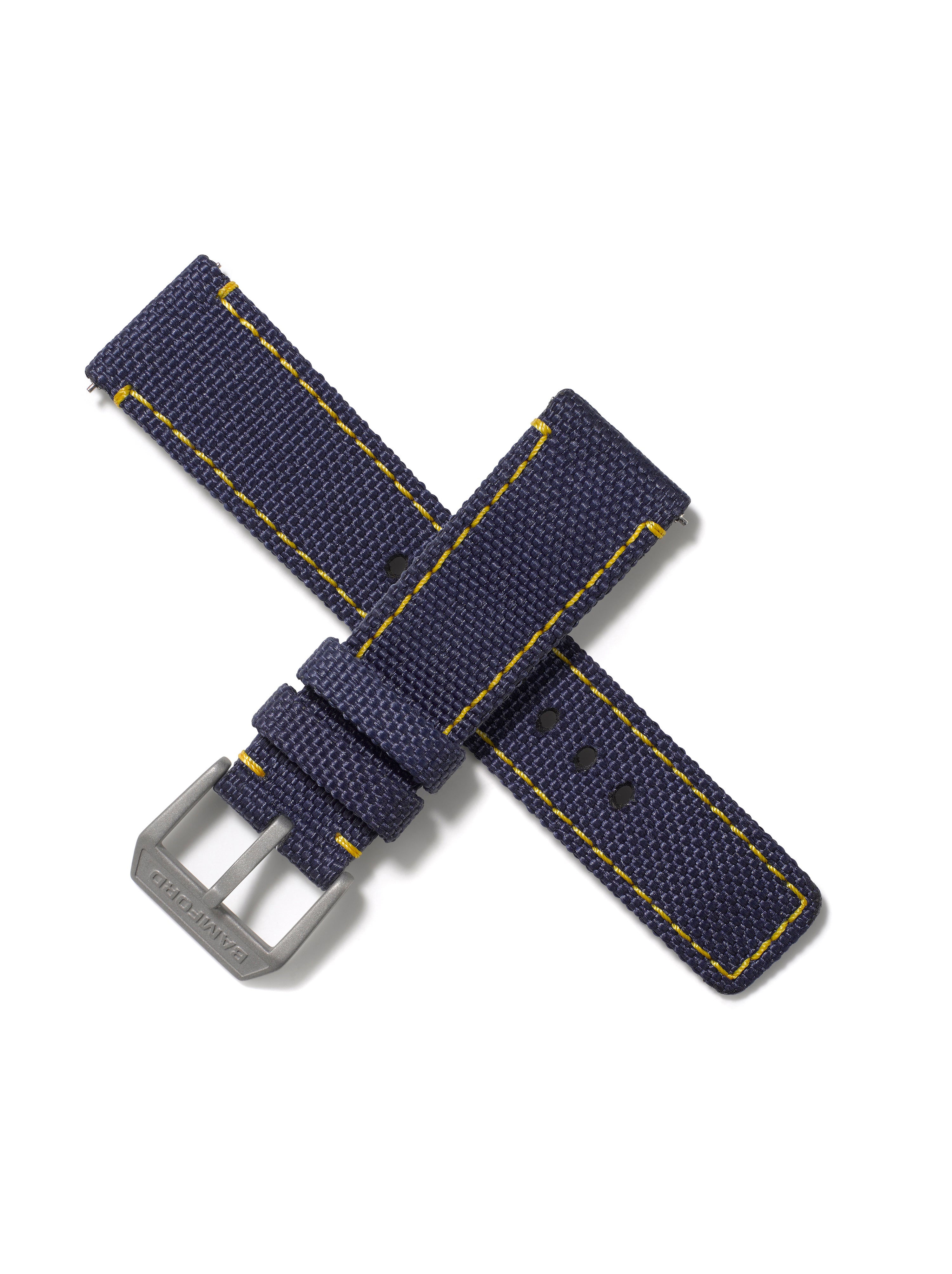 22mm Cordura Strap - Navy with Yellow Stitch