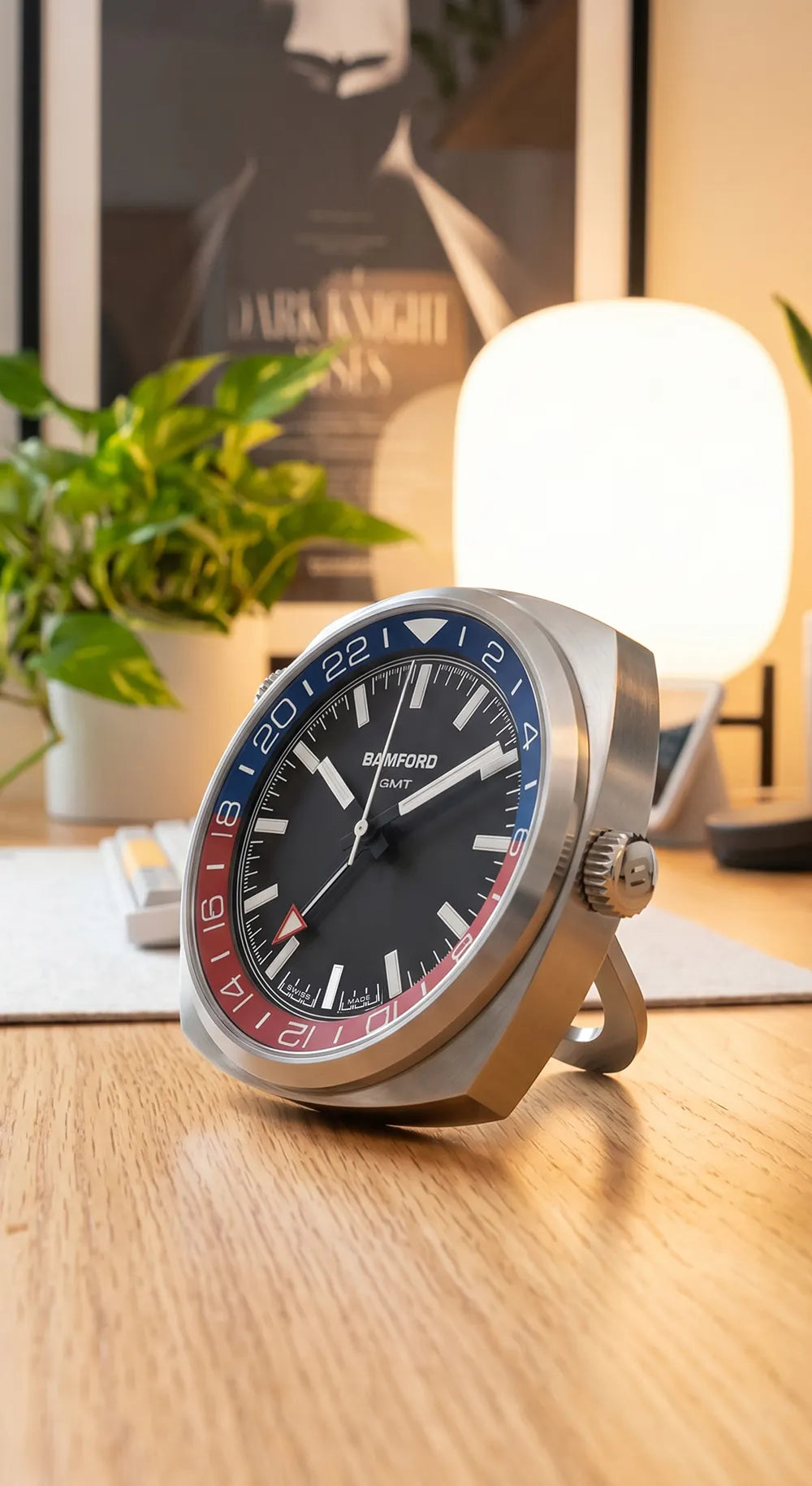Bamford GMT Desk Clock – Heritage (Blue & Red)