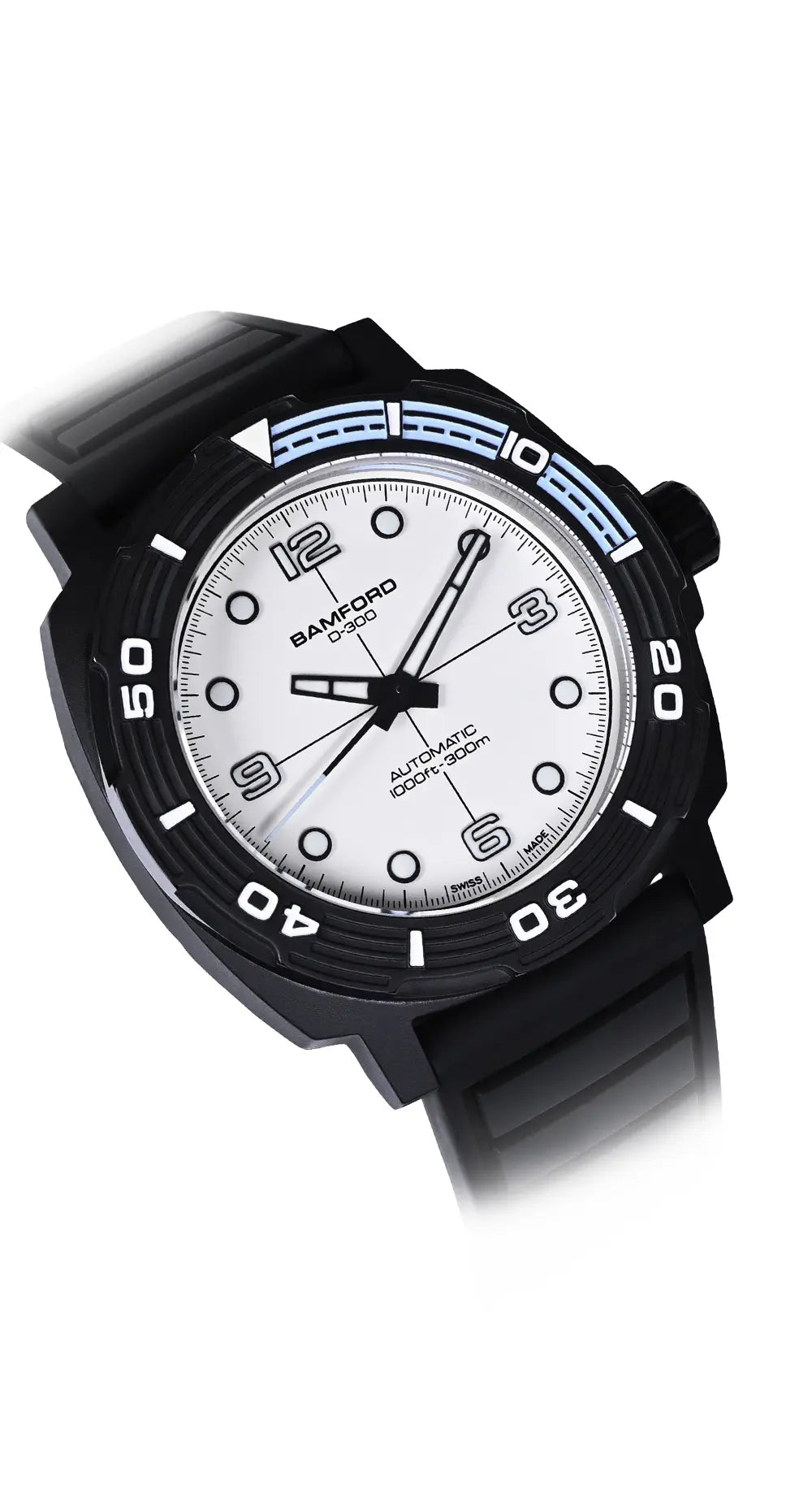D-300 Matte Black Ceramic With White Dial
