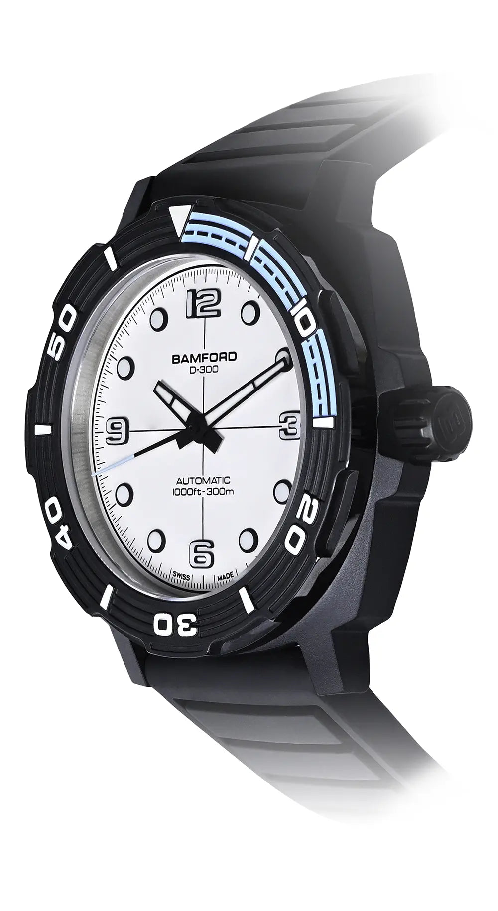 D-300 Matte Black Ceramic With White Dial