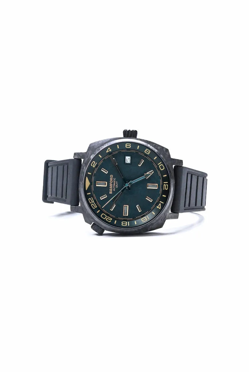 GMT Forged Carbon - Dark deep blue-green with Gold accents