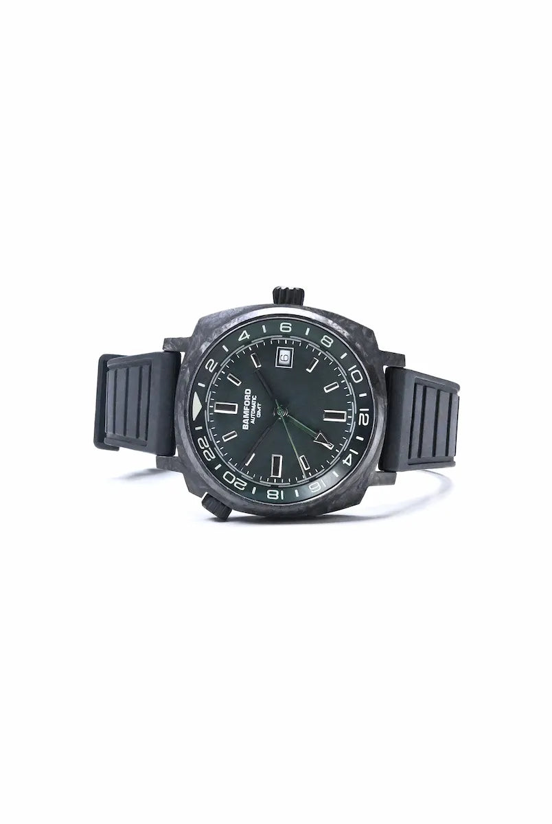 GMT Forged Carbon - Dark muted green with Silver accents