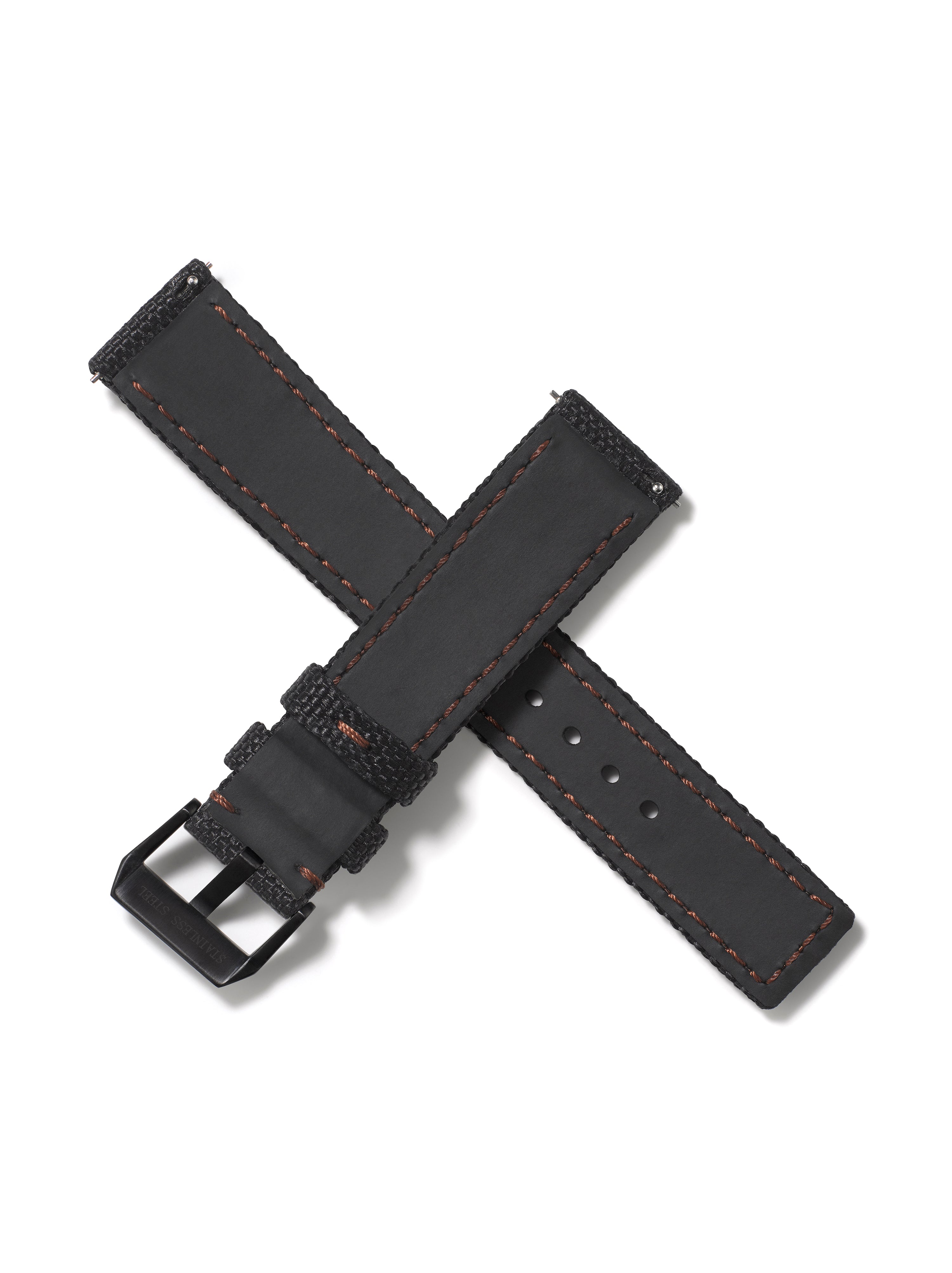 20mm Cordura Strap - Black with Brown Stitch