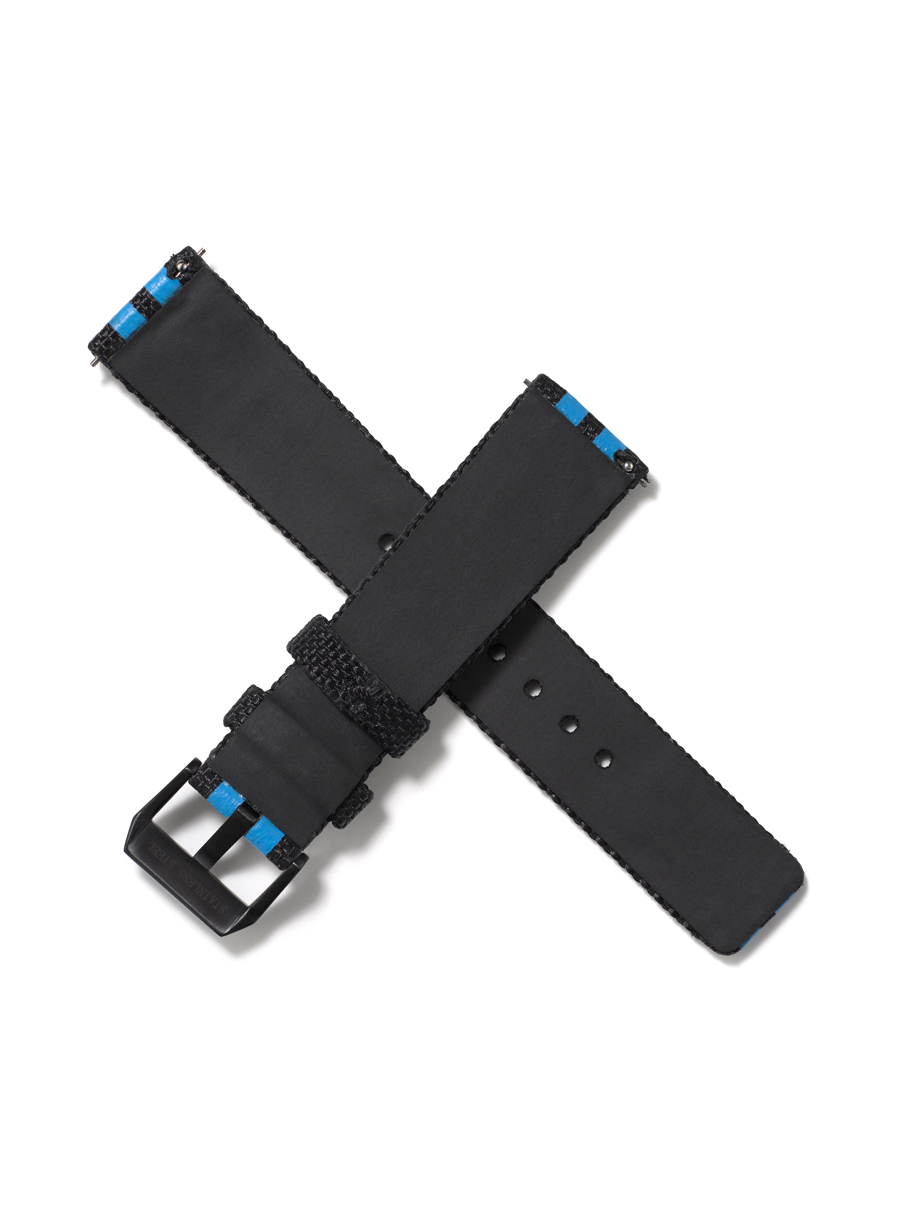 20mm Cordura Strap - Black with Blue stripe