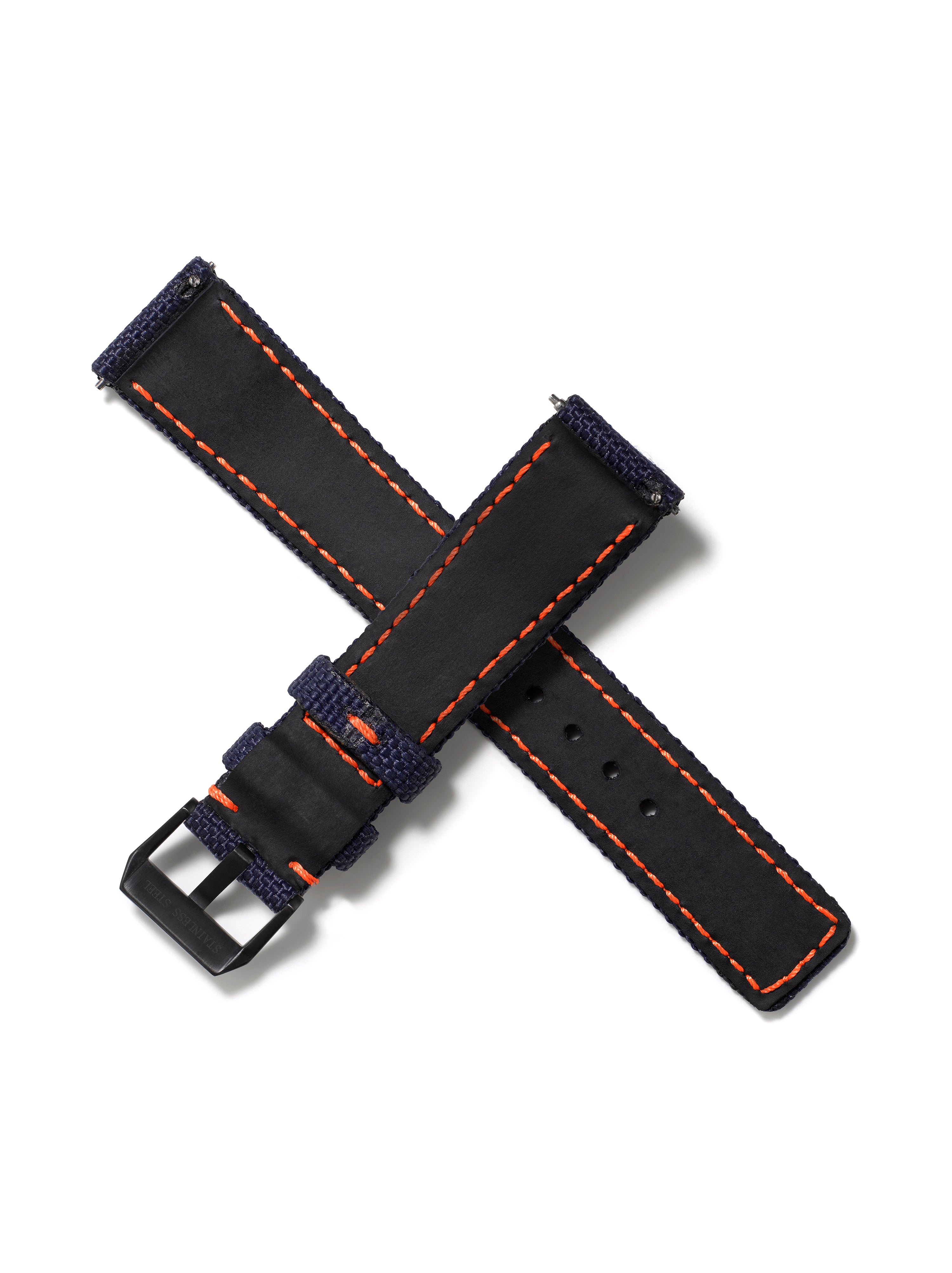20mm Cordura Strap - Navy with Orange Stitch