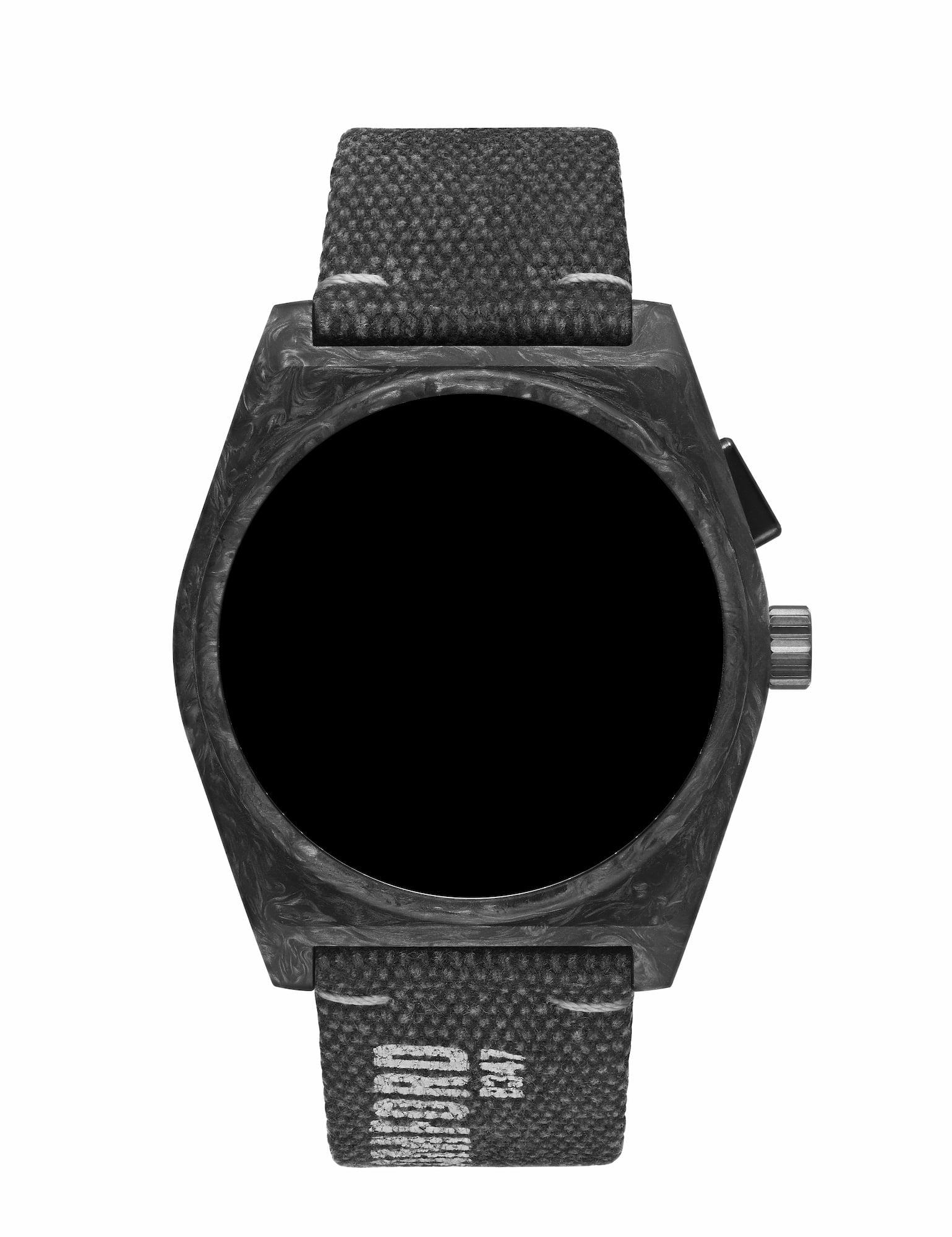 22mm Canvas Strap - Black with White Text