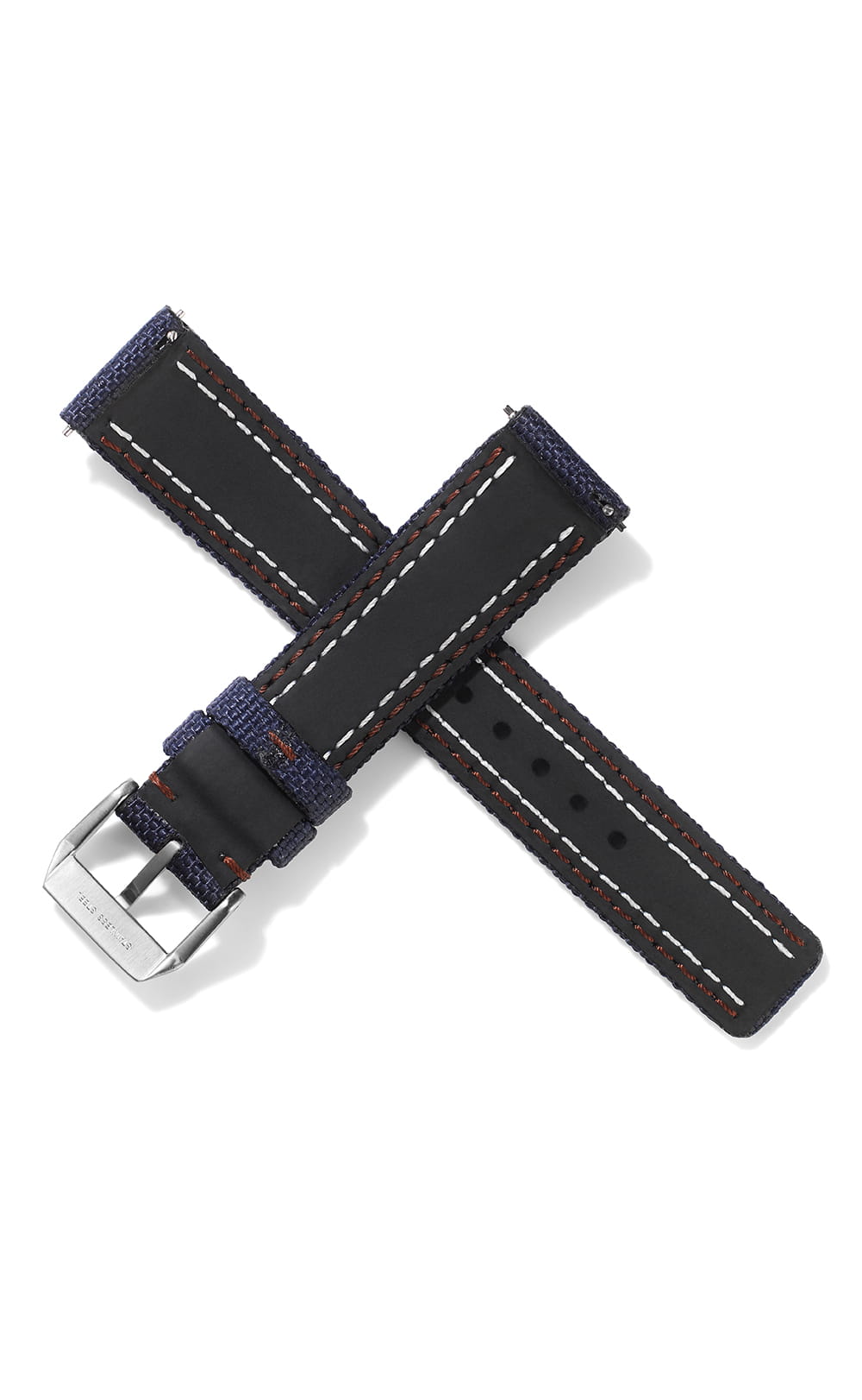 20mm Cordura Strap - Navy with Brown/White Stitch