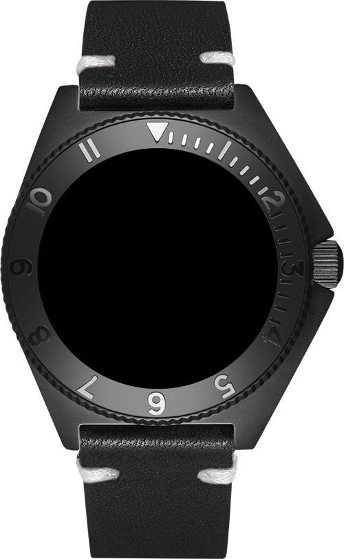 20mm Leather Strap - Black/White Stitch