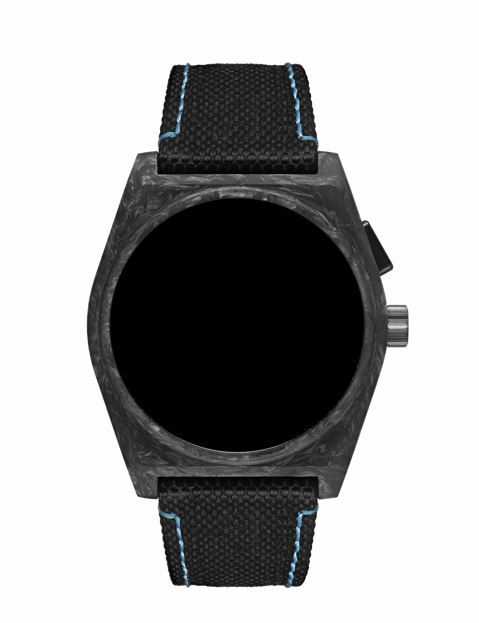 22mm Cordura Strap - Black with Aqua Stitch