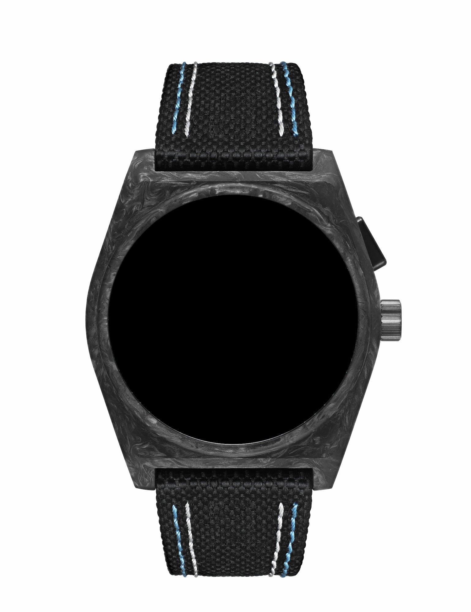 22mm Cordura Strap - Black with Aqua/White Stitch