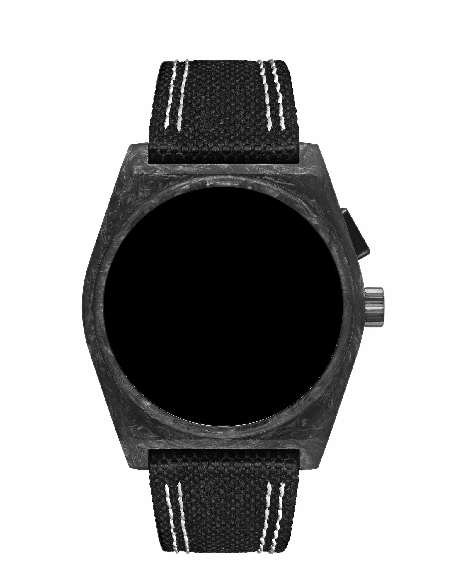 22mm Cordura Strap - Black with White Stitch
