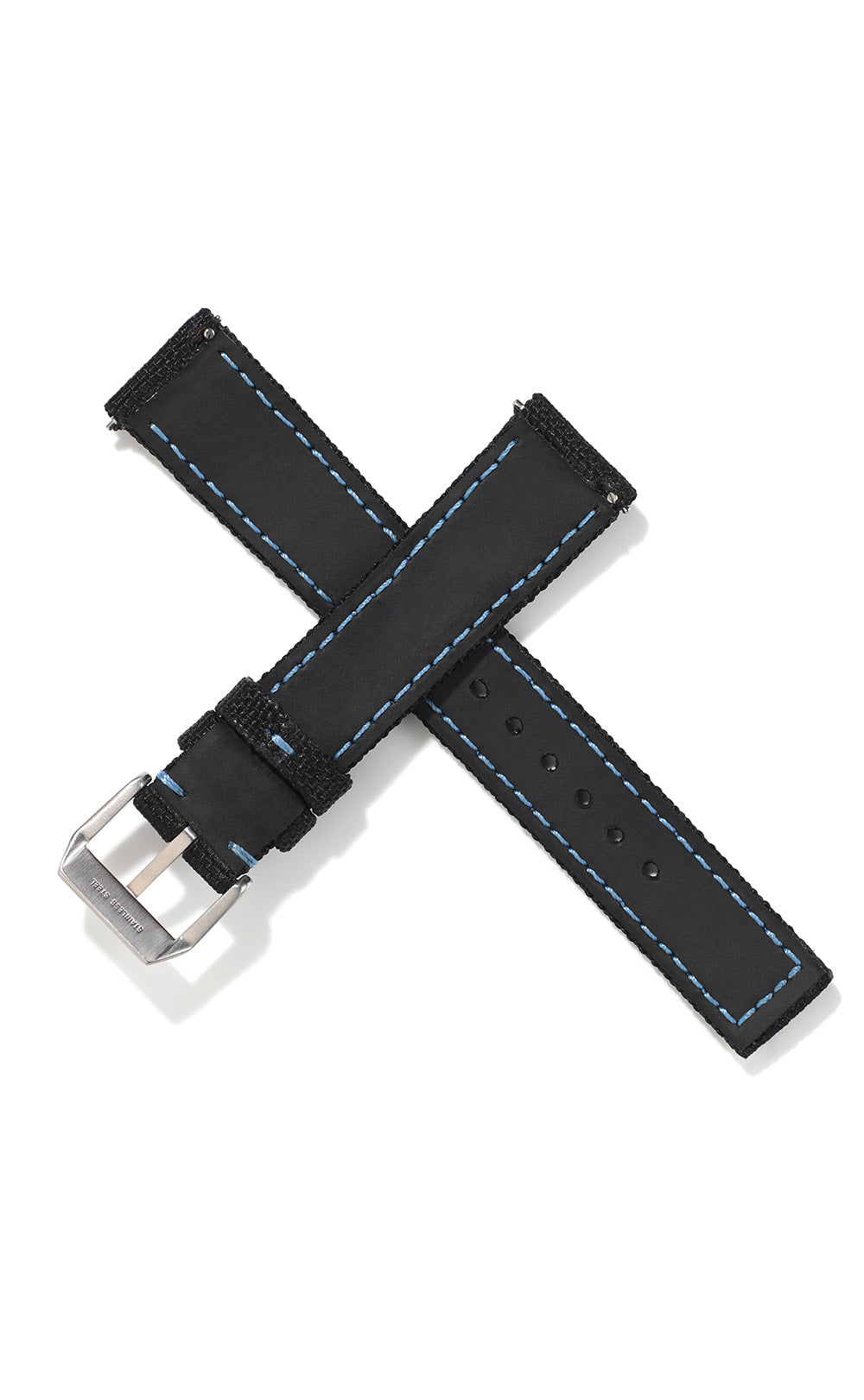 20mm Cordura Strap - Black with Aqua Stitch