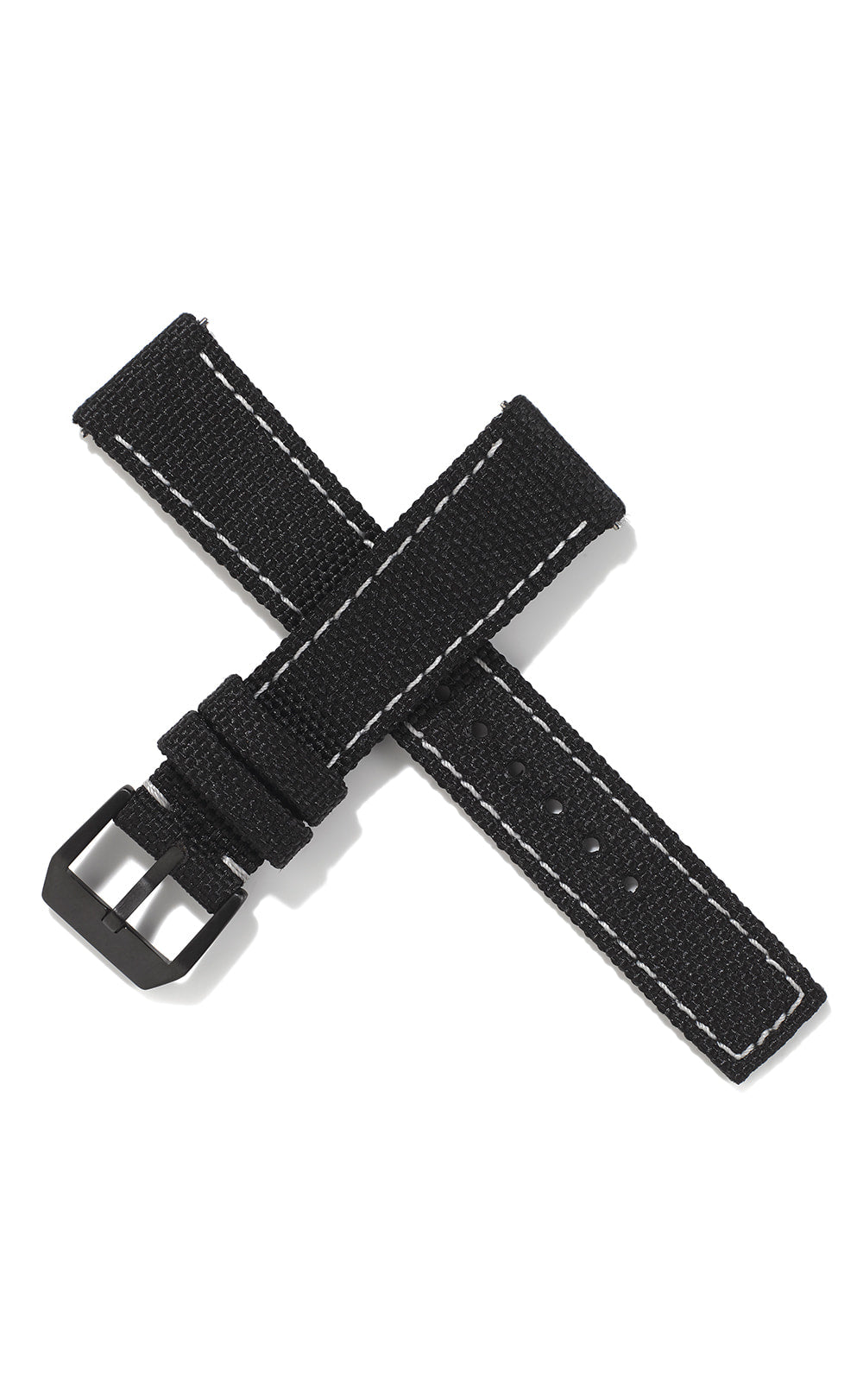 20mm Cordura Strap - Black with White Stitch