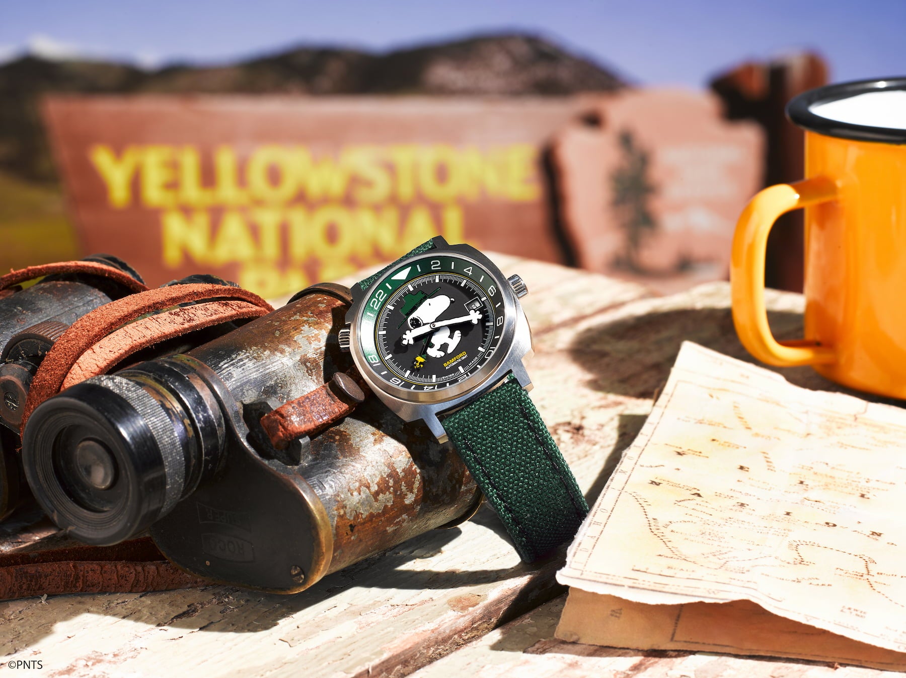 Press for the Bamford × Peanuts "Beagle Scout" GMT