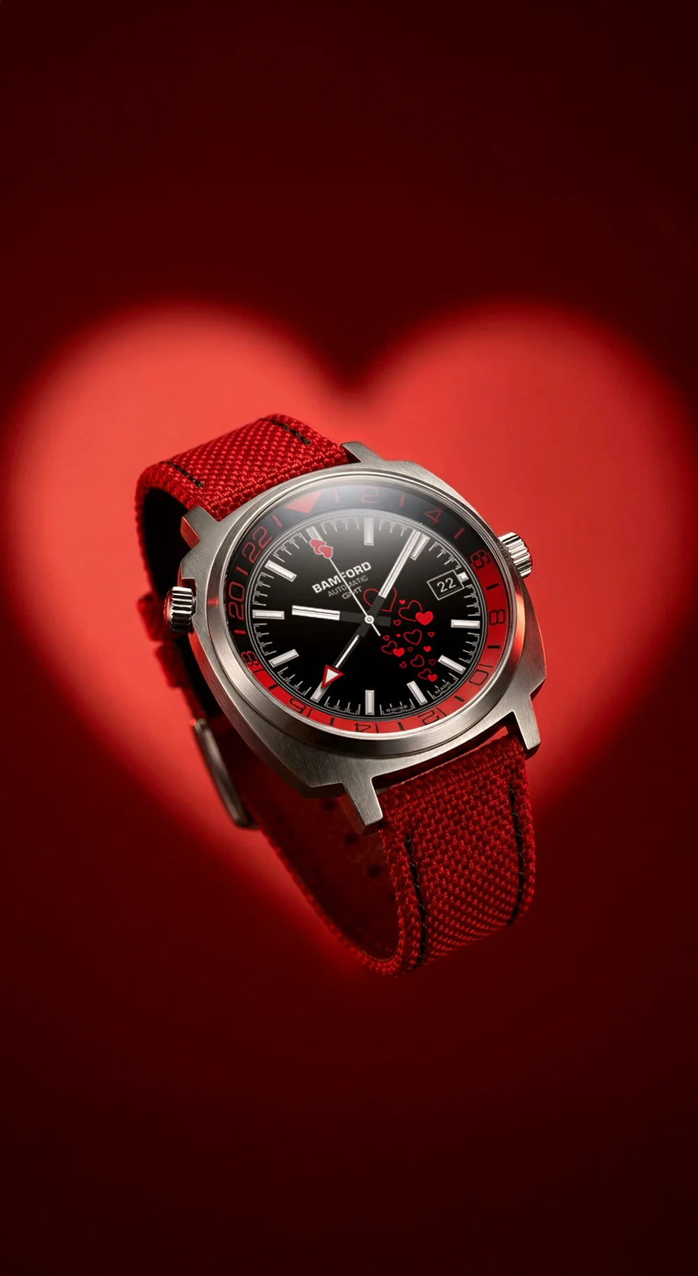 GMT Valentine Edition — Black Dial & Red Cordura strap