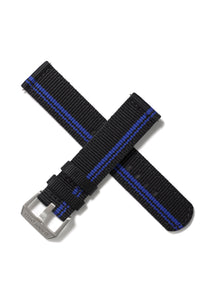 20mm Nylon Strap - Black with Blue Racing Stripe