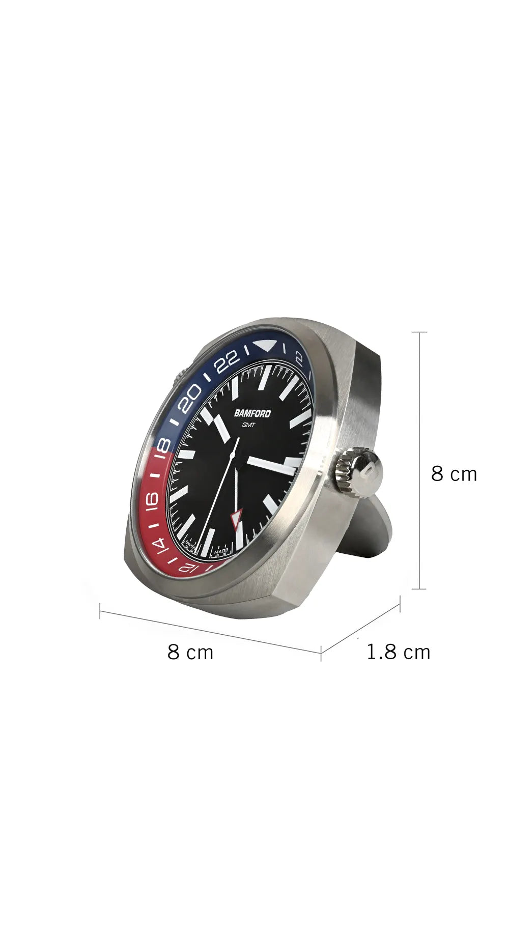 Bamford GMT Desk Clock – Heritage (Blue & Red)