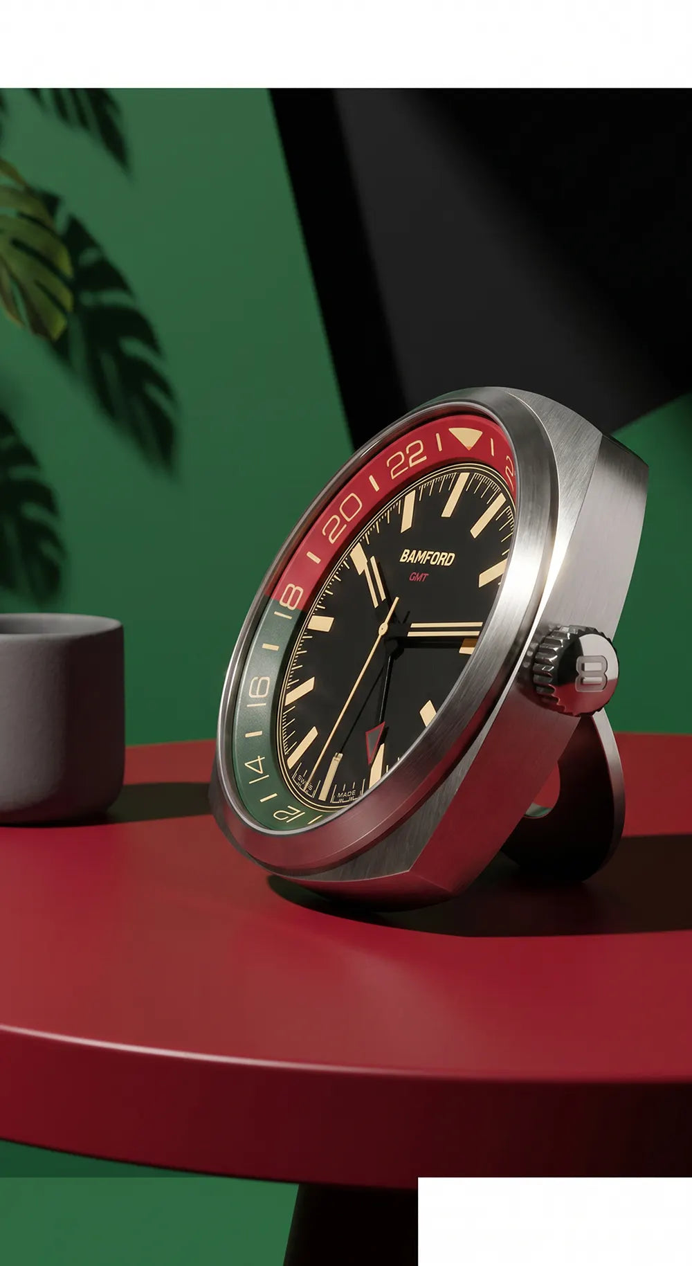 Bamford GMT Desk Clock – Italian (Red & Green)