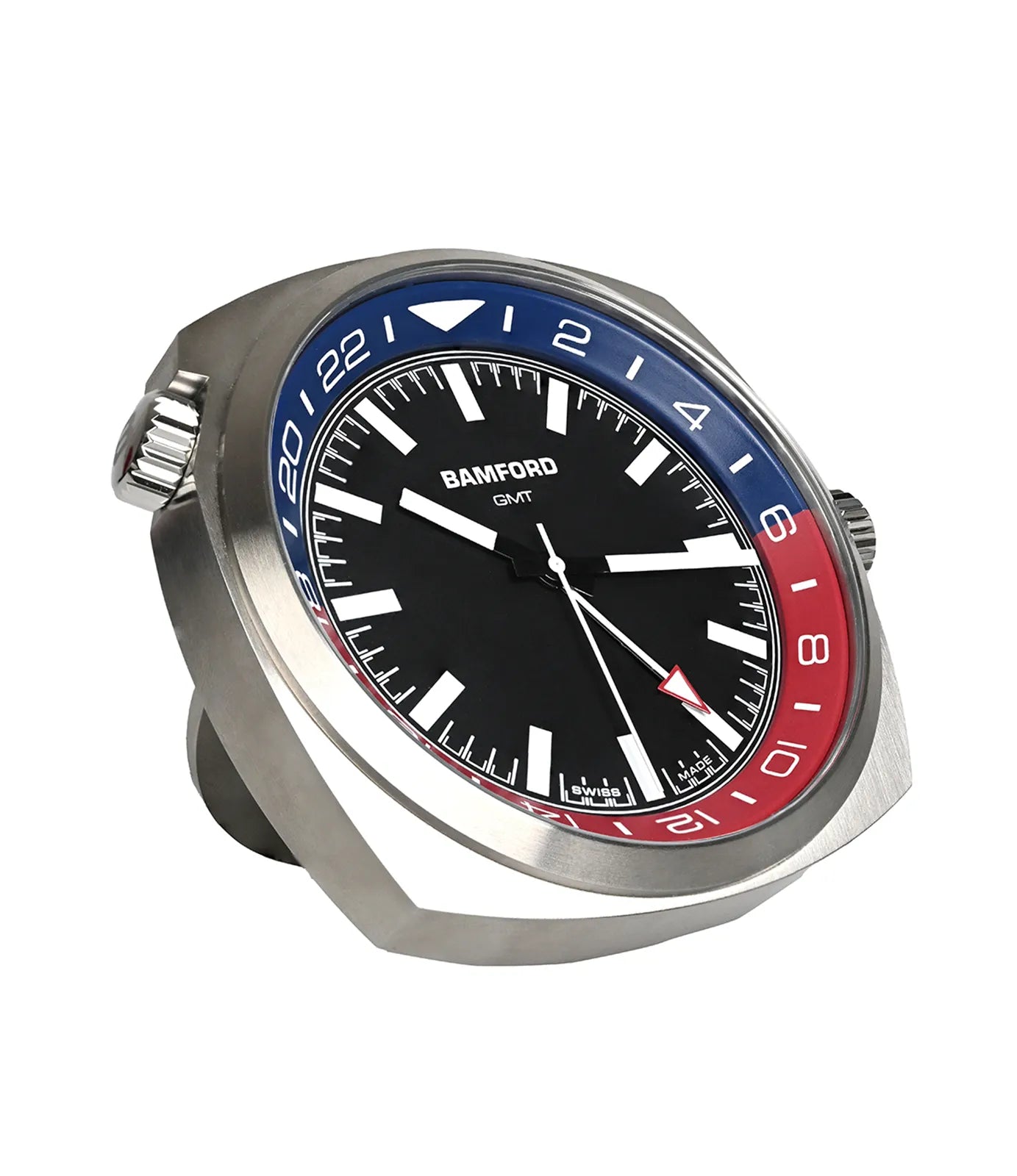 Bamford GMT Desk Clock – Heritage (Blue & Red)