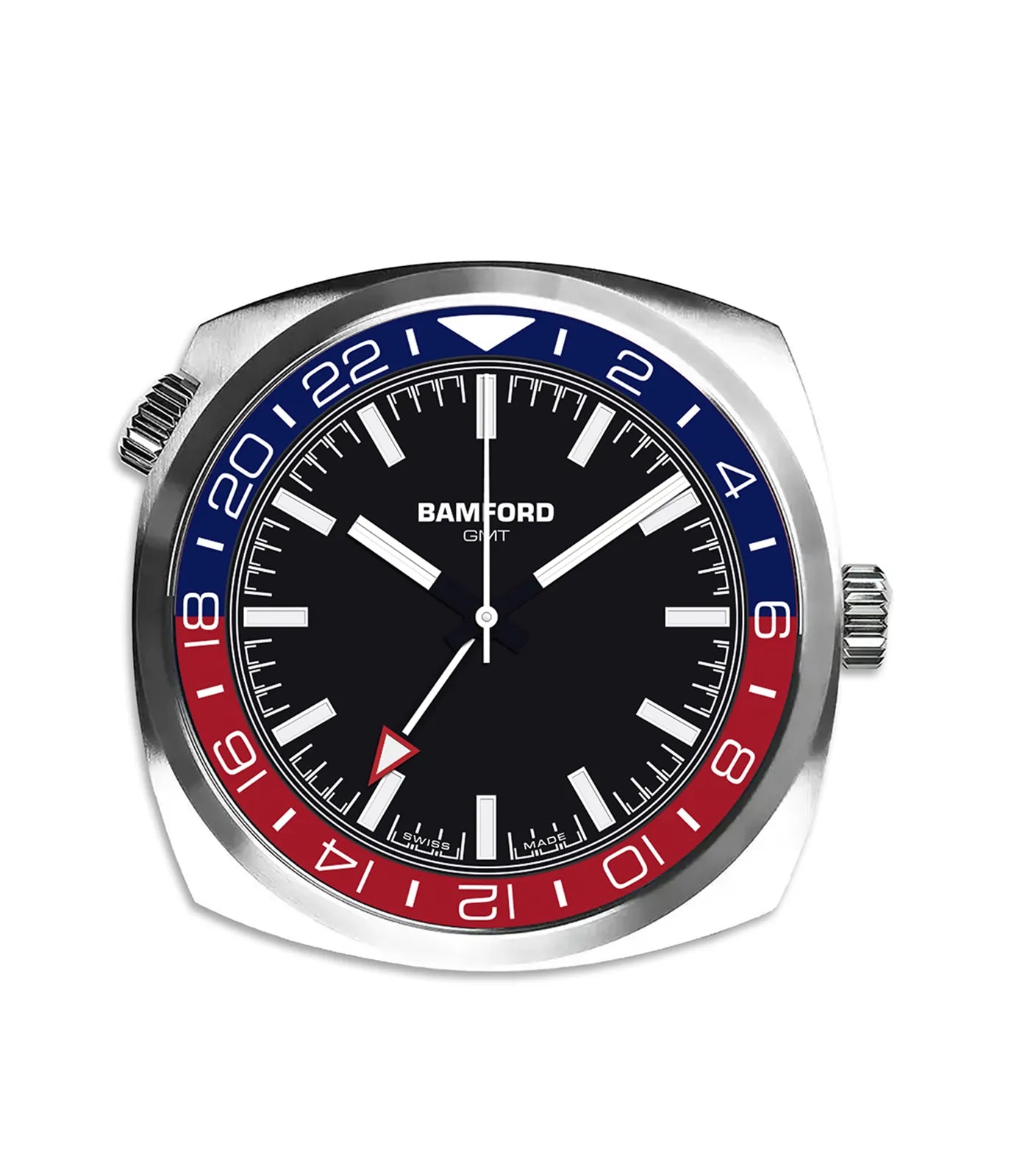 Bamford GMT Desk Clock – Heritage (Blue & Red)