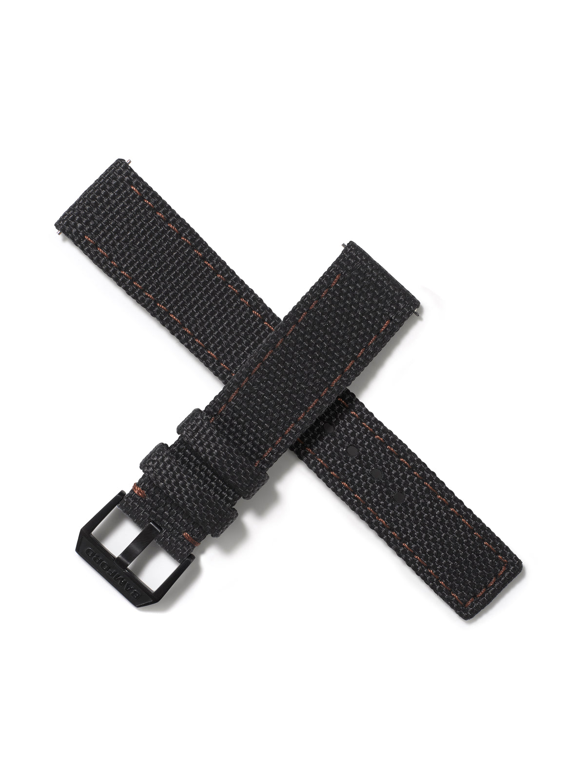 20mm Cordura Strap - Black with Brown Stitch | Bamford London