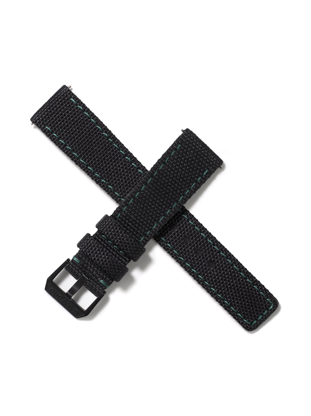 20mm Cordura Strap - Black with Dark Green Stitch