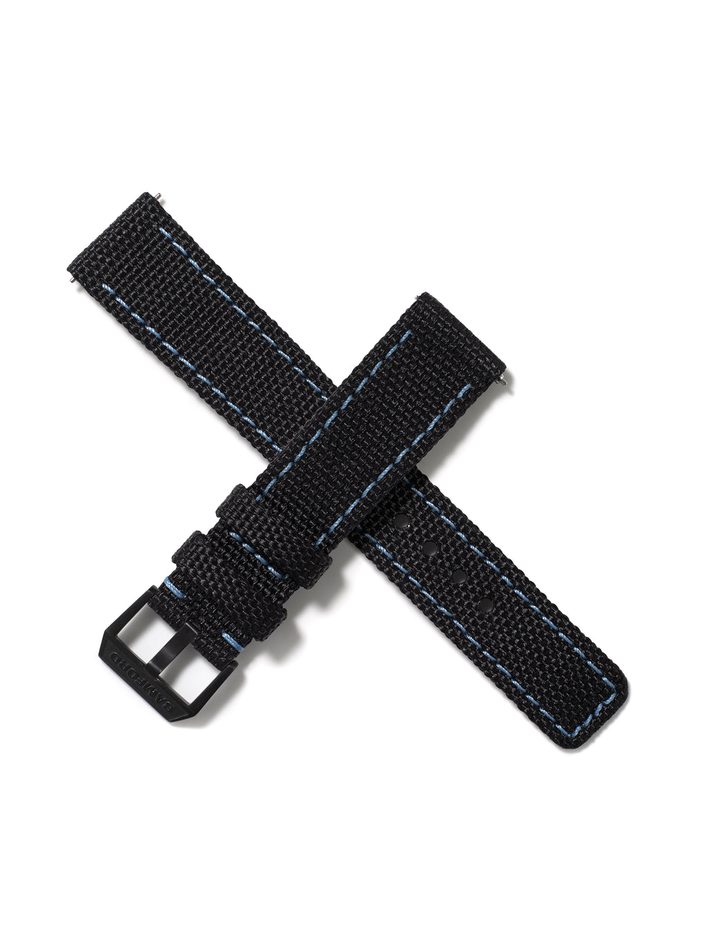 20mm Cordura Strap - Black with Light Blue Stitch