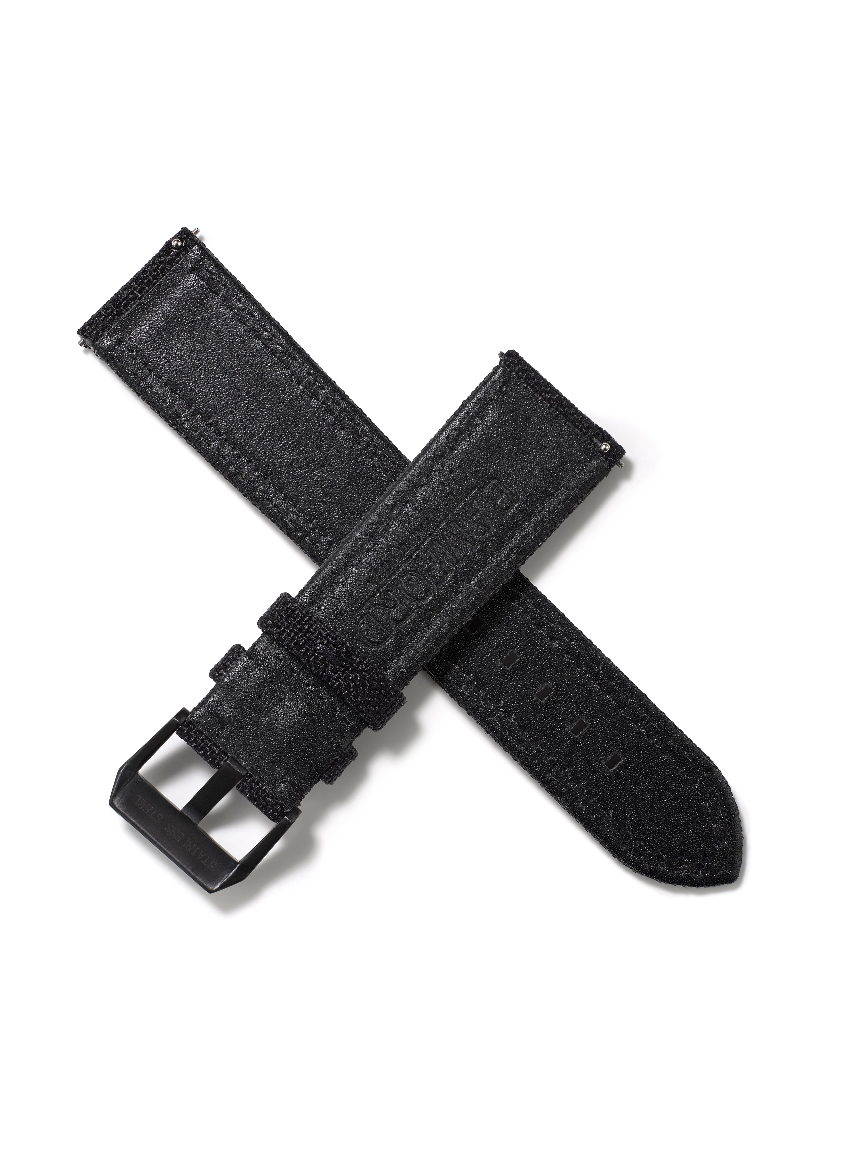 22mm Cordura Strap -Black with Pink/White Stitch | Bamford London