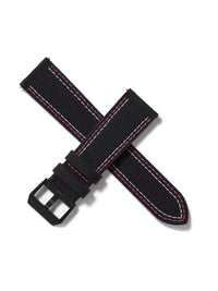 22mm Cordura Strap -Black with Pink/White Stitch