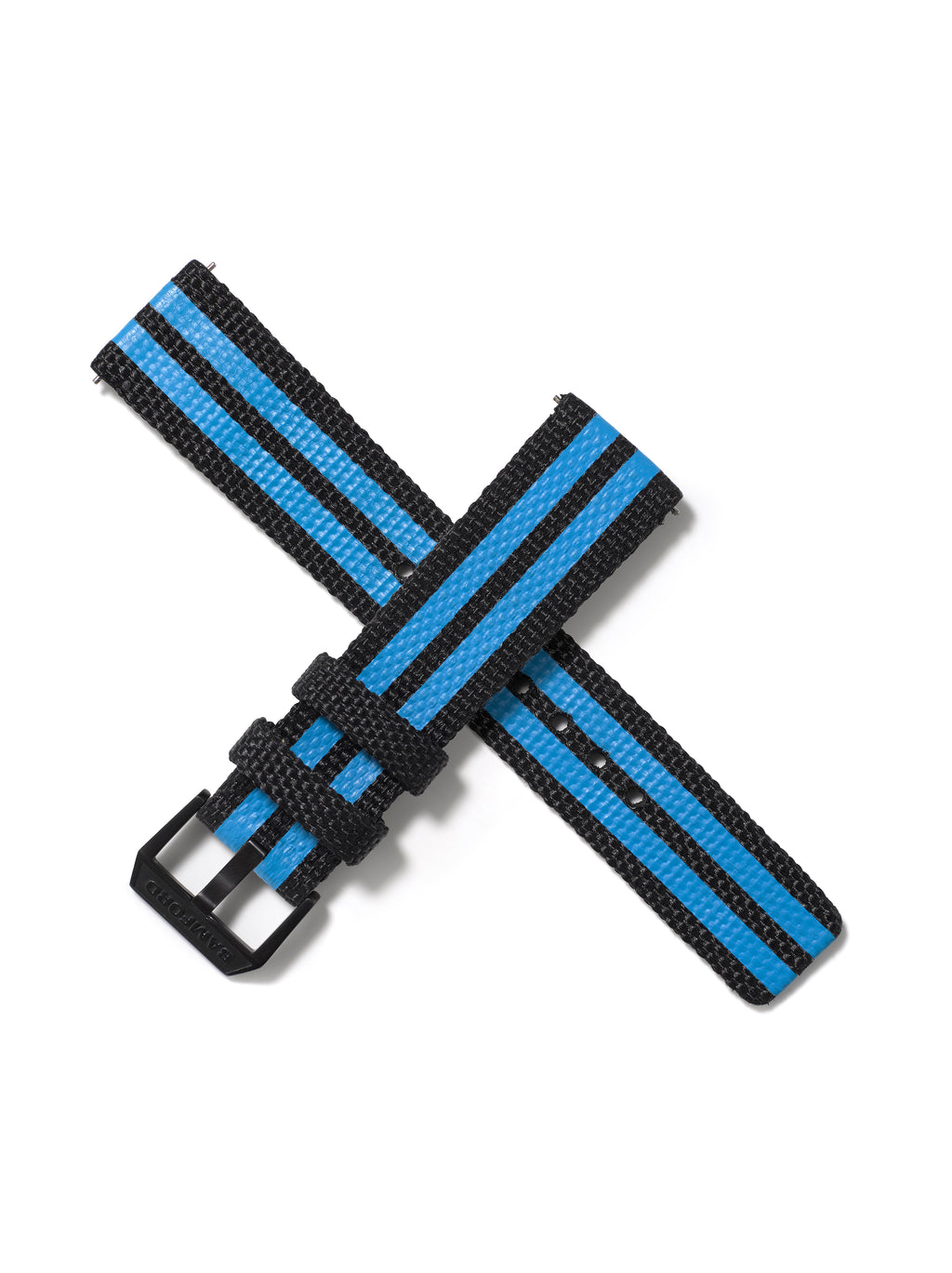 20mm Cordura Strap - Black with Blue stripe