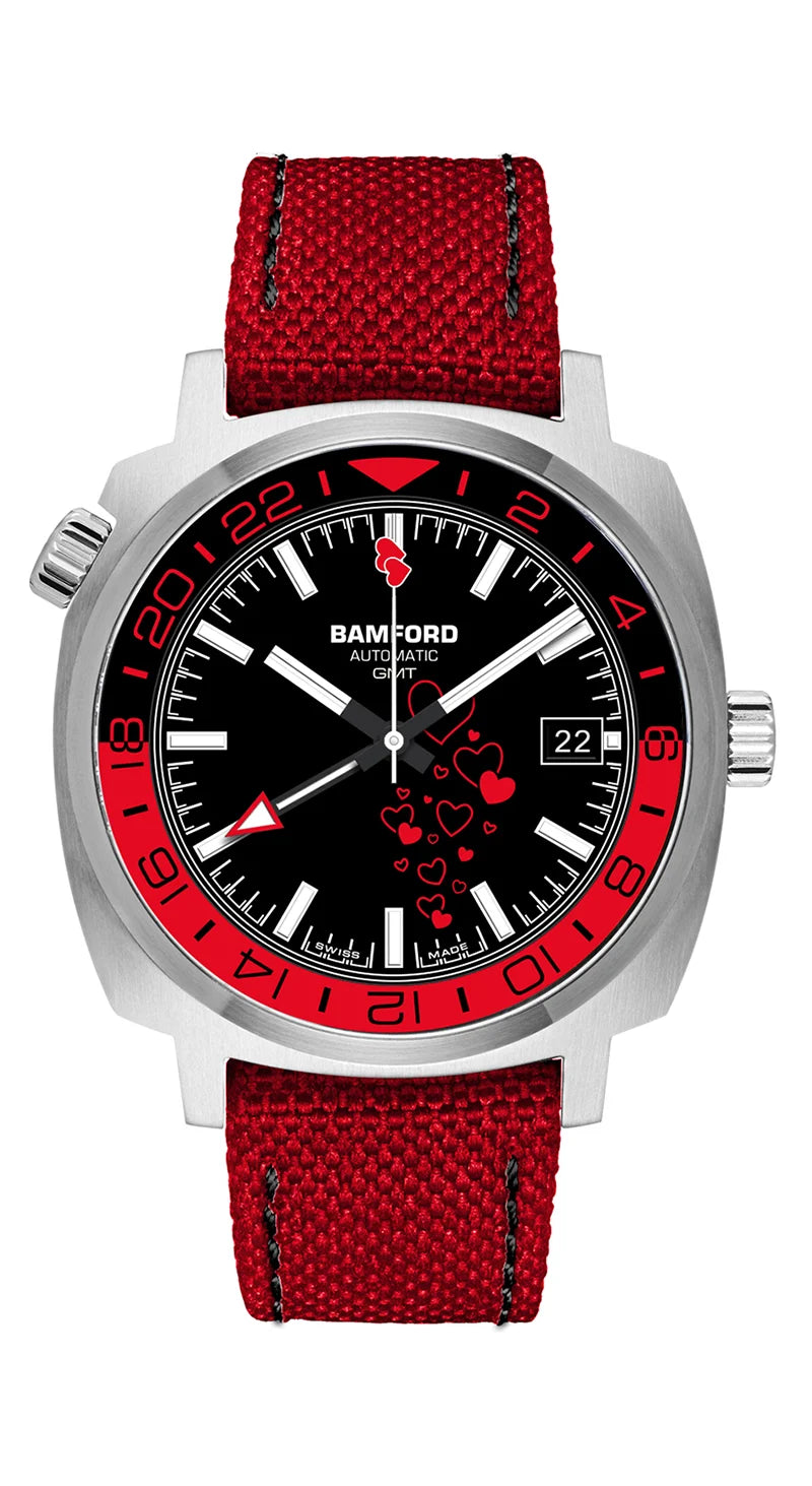 GMT Valentine Edition — Black Dial & Red Cordura strap