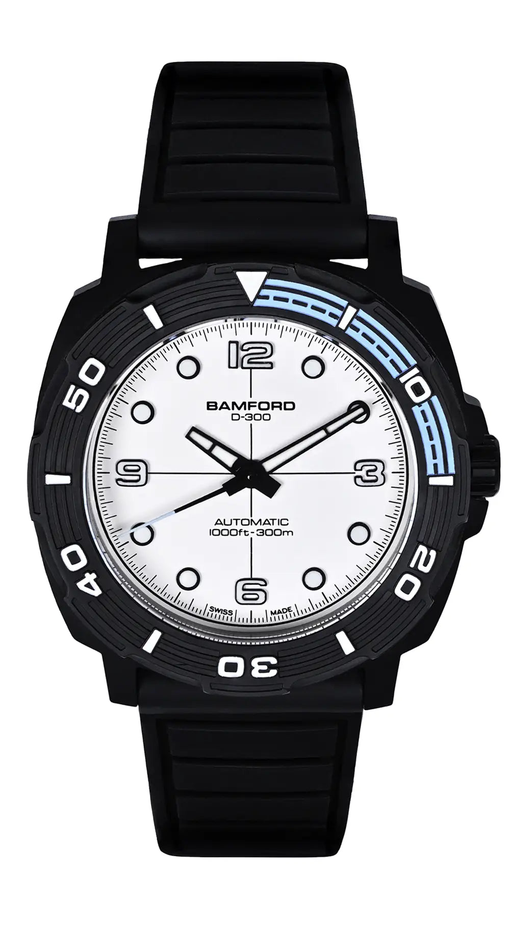 D-300 Matte Black Ceramic With White Dial